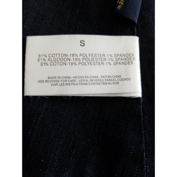 A-Line Dark Wash Belted Denim Blazer Jacket Women's Size Small - Picture 10 of 12